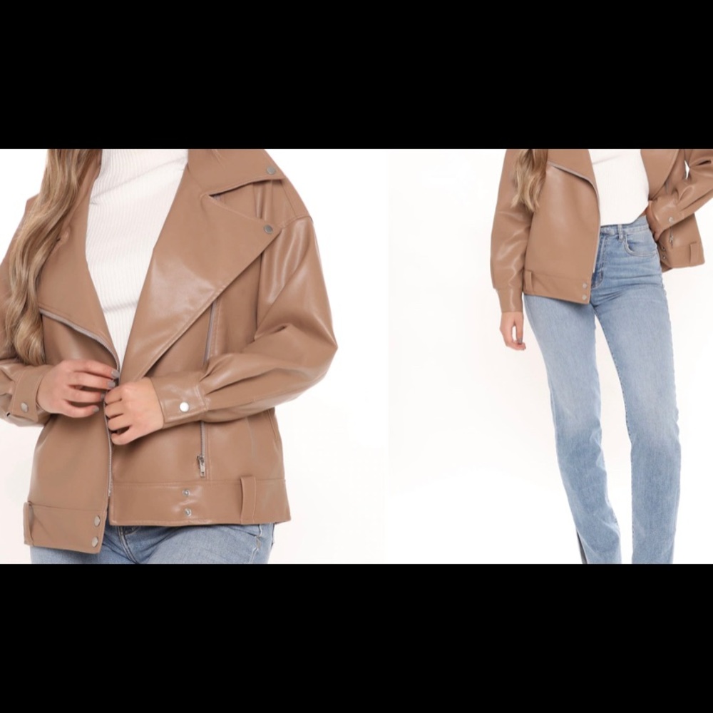 Fashion Nova Nothing like it faux leather jacket, L, NEW